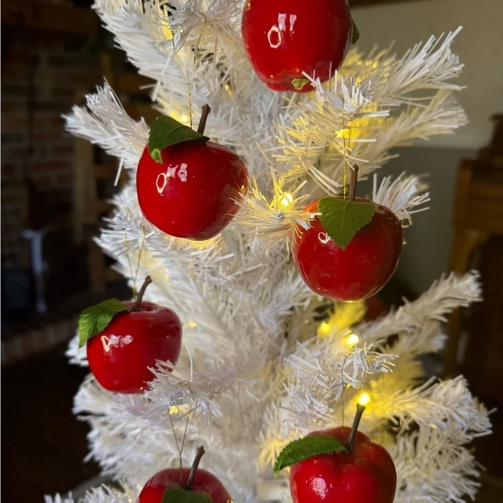 Vintage 1989 Festive Red Apple Ornaments Set of 6